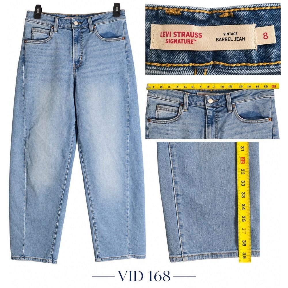 VID 168 Levi Strauss Signature Vintage Barrel Jeans 8 Light Wash Relaxed Tapered